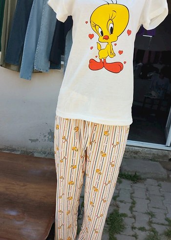 Renkli Baskılı Kadın Pijama Takımı