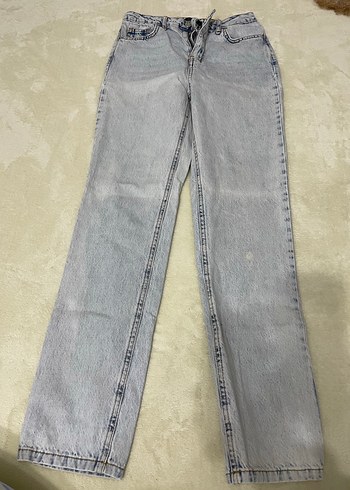 34 Beden Buz rengi Geniş Kesim Kadın Denim Pantolon