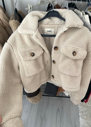 Krem Pull Bear Peluş Kadın Kışlık Mont
