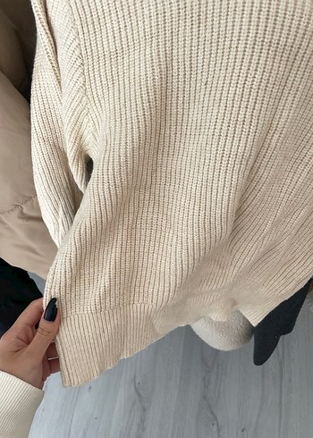 xs Beden ten rengi Renk Mango Bej Örgü Kadın Salaş Kazak