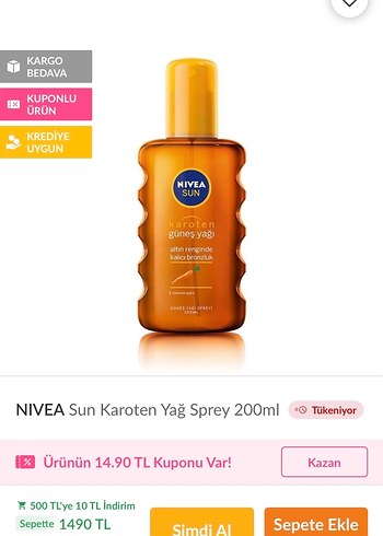 Nivea Sun Karoten Güneş Yağı 200 ml - Görsel 2