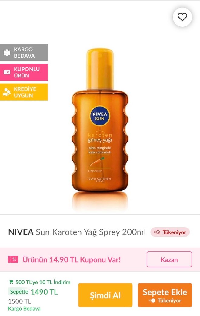 Nivea Sun Karoten Güneş Yağı 200 ml - Görsel 2