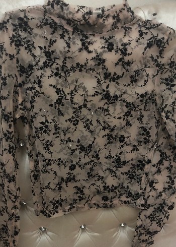 Dantel Detaylı Transparan Tül Bluz - Görsel 3