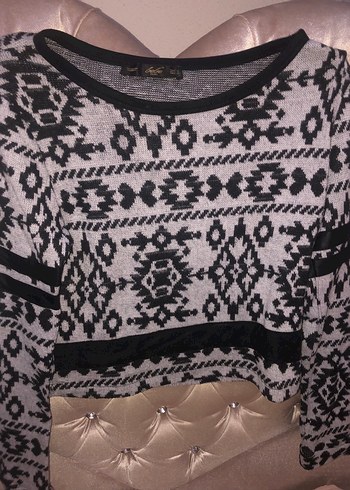 Bohem Tarz Geometrik Desenli Triko Kazak - Görsel 5