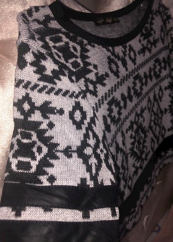 Bohem Tarz Geometrik Desenli Triko Kazak - Görsel 8