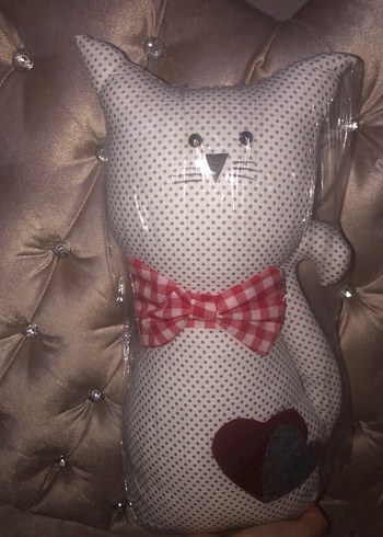 Kırmızı Papyonlu Kedi Figürlü Kapı Durdurucu - Görsel 2