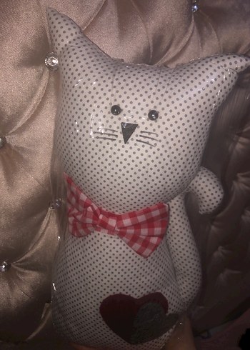 Kırmızı Papyonlu Kedi Figürlü Kapı Durdurucu - Görsel 4