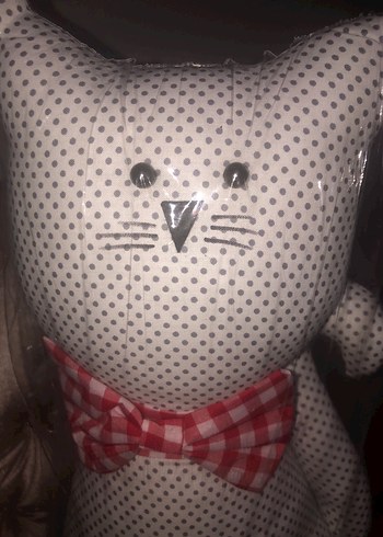 Kırmızı Papyonlu Kedi Figürlü Kapı Durdurucu - Görsel 5