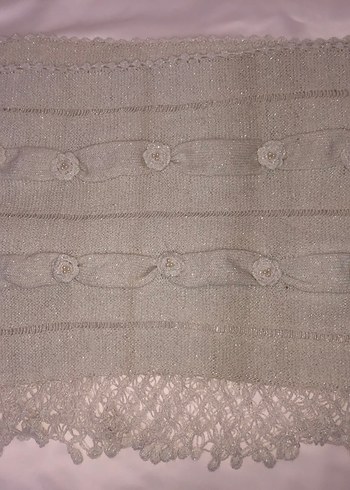 Beyaz Bohem Örgü Şal - Görsel 2