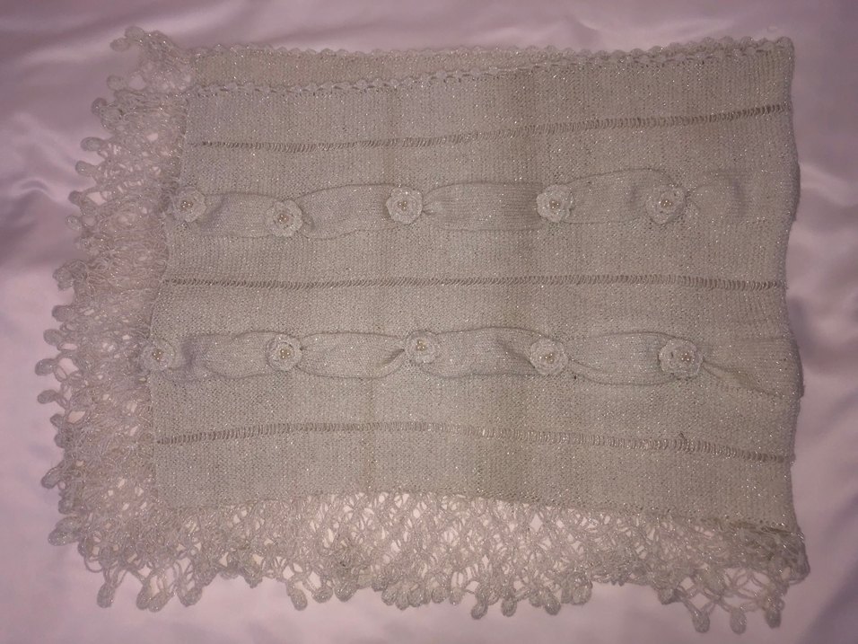 Beyaz Bohem Örgü Şal - Görsel 2