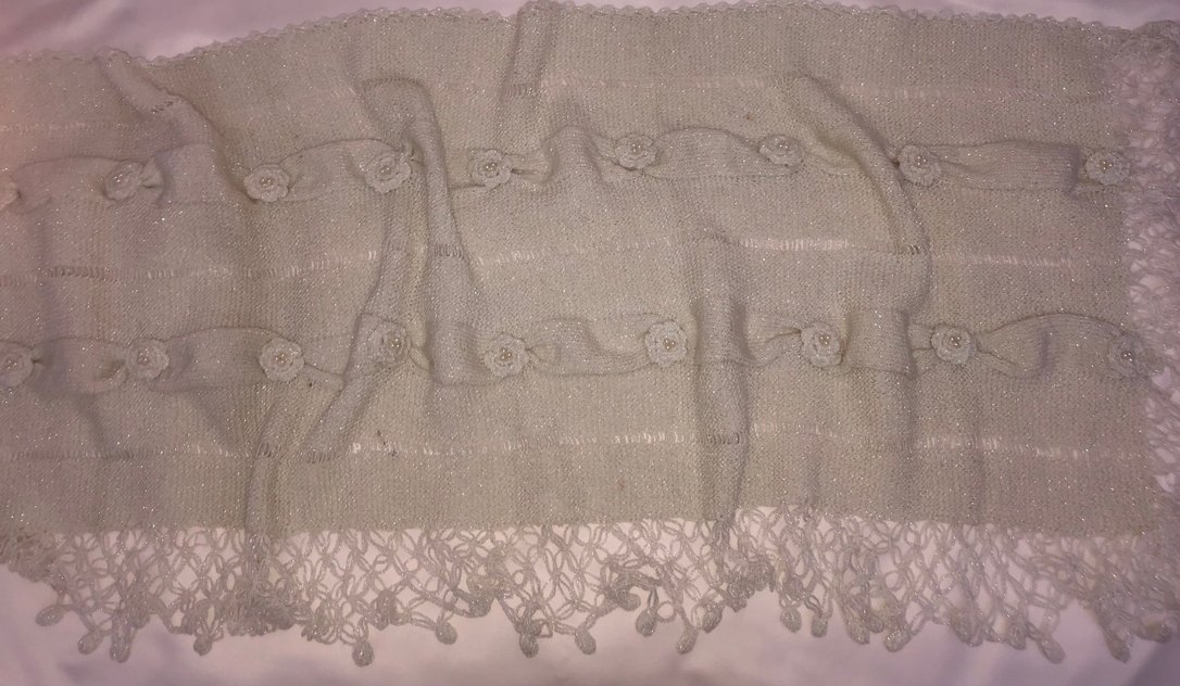 Beyaz Bohem Örgü Şal - Görsel 3