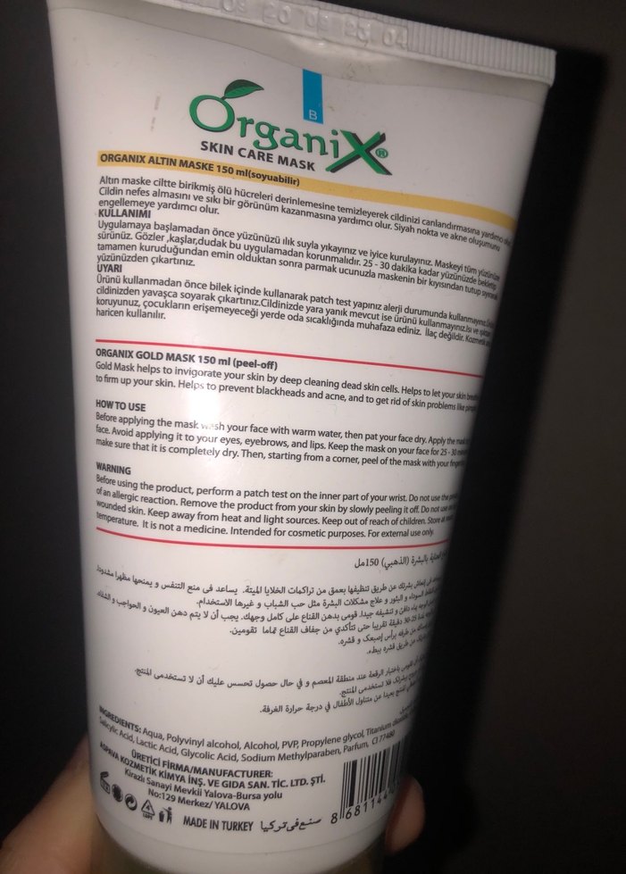 Organix Altın Soyulabilir Yüz Maskesi 150ml - Görsel 4