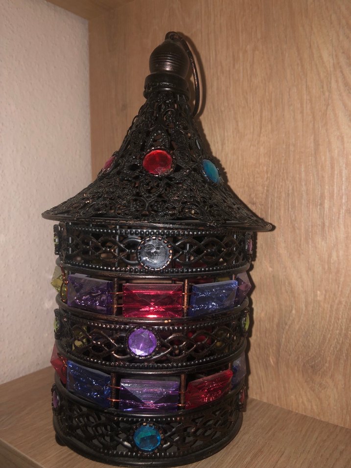 Renkli Taşlı Eskitme Metal Mumluk - Görsel 3