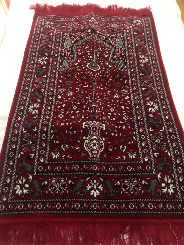 Bordo Nakışlı  Halı Kilim Seccade - Görsel 4