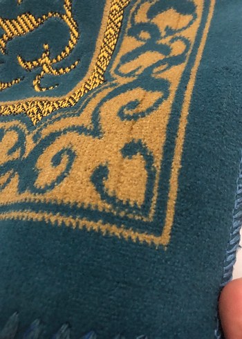 İşlemeli Koyu Turkuaz Halı Seccade - Görsel 5