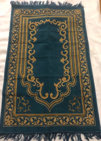 İşlemeli Koyu Turkuaz Halı Seccade - Görsel 2