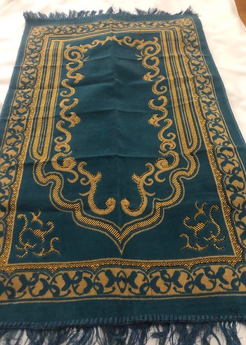 İşlemeli Koyu Turkuaz Halı Seccade - Görsel 3