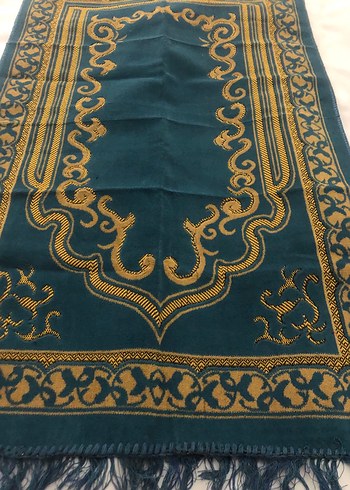 İşlemeli Koyu Turkuaz Halı Seccade - Görsel 4