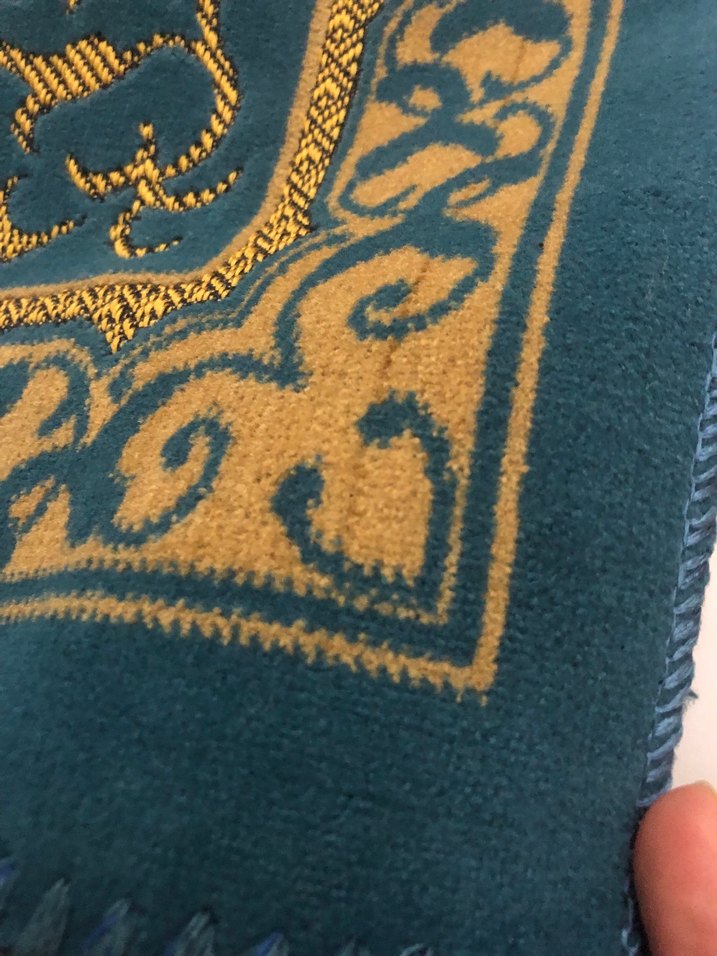 İşlemeli Koyu Turkuaz Halı Seccade - Görsel 5