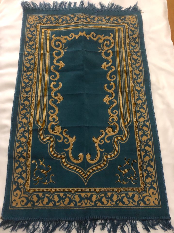 İşlemeli Koyu Turkuaz Halı Seccade - Görsel 2