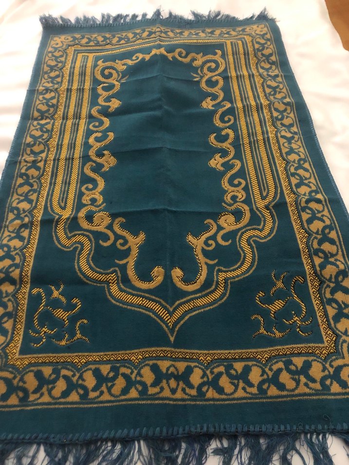 İşlemeli Koyu Turkuaz Halı Seccade - Görsel 3