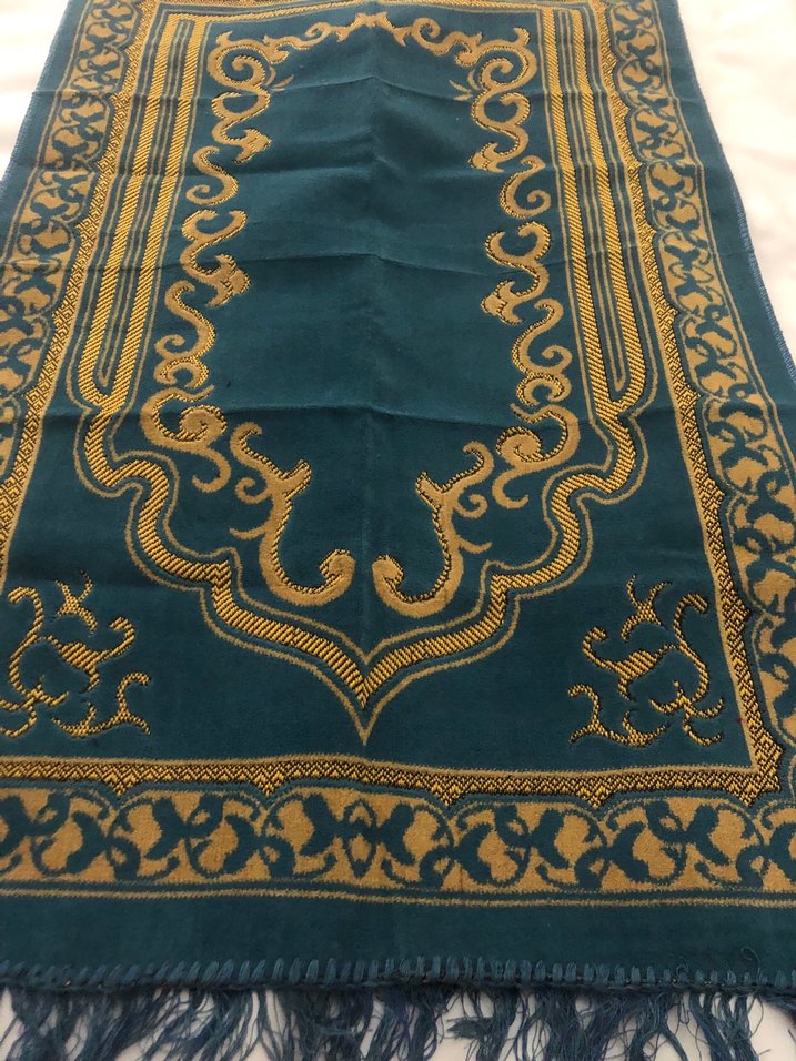 İşlemeli Koyu Turkuaz Halı Seccade - Görsel 4