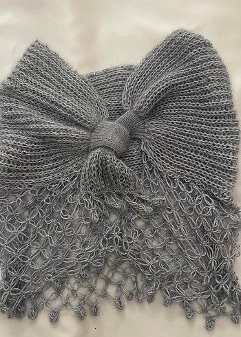 Gri Örgü Kadın Şal - Görsel 2