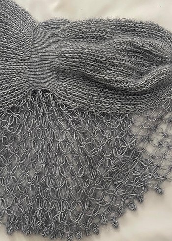 Gri Örgü Kadın Şal - Görsel 5
