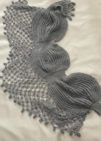 Gri Örgü Kadın Şal - Görsel 3