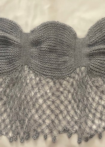 Gri Örgü Kadın Şal - Görsel 4