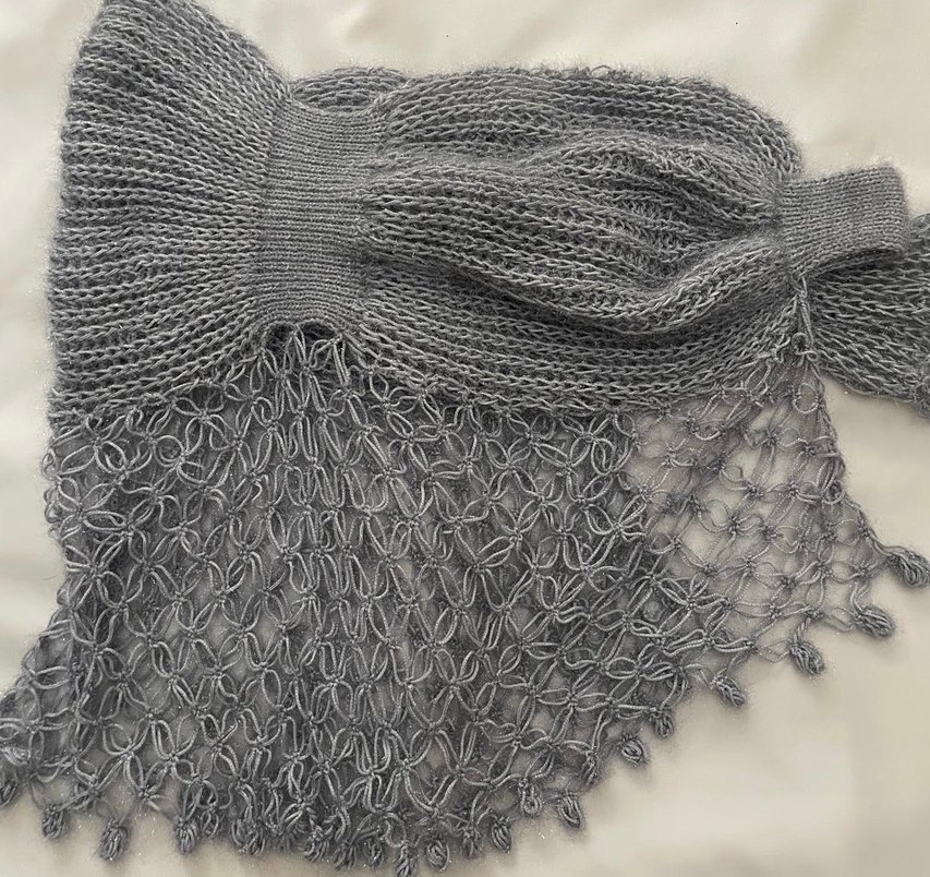 Gri Örgü Kadın Şal - Görsel 5