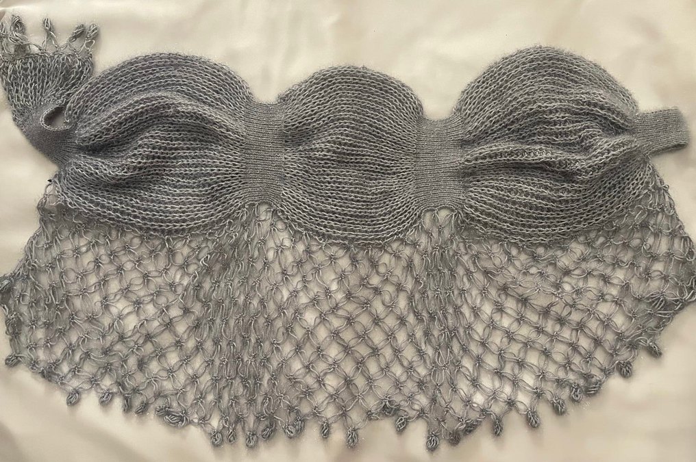 Gri Örgü Kadın Şal - Görsel 4