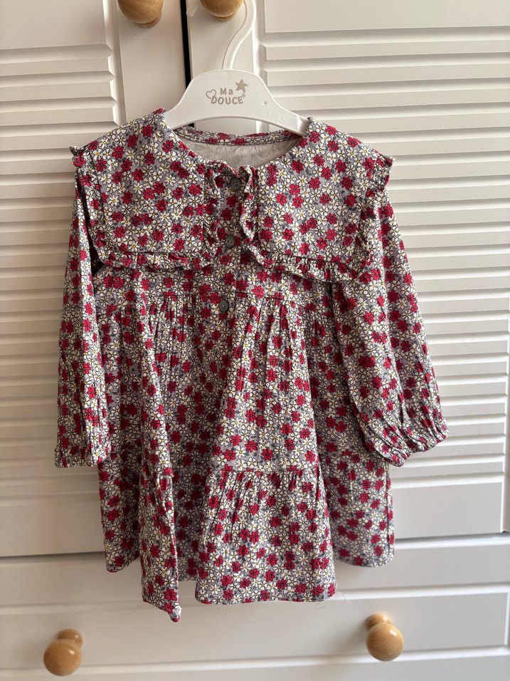 Yaka detaylı kız bebek elbise - Görsel 2