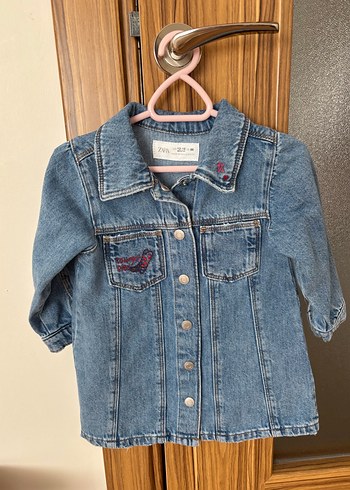 Nakışlı Mavi Denim Kız Elbise