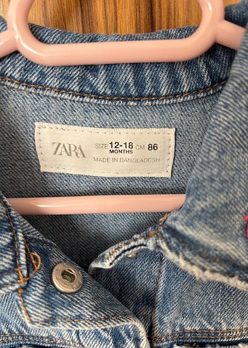 Zara Nakışlı Mavi Denim Kız Elbise