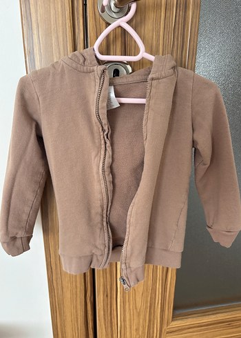 9-12 Ay Beden Kız Çocuk Bej Fermuarlı Sweatshirt