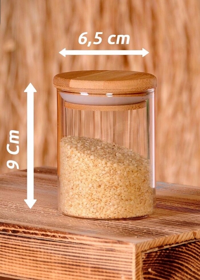 8li Borosilikat Bambu baharatlık - Görsel 2