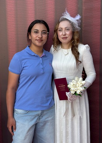 Uzun Kollu, Drapeli Beyaz Nikah Elbisesi - Görsel 2