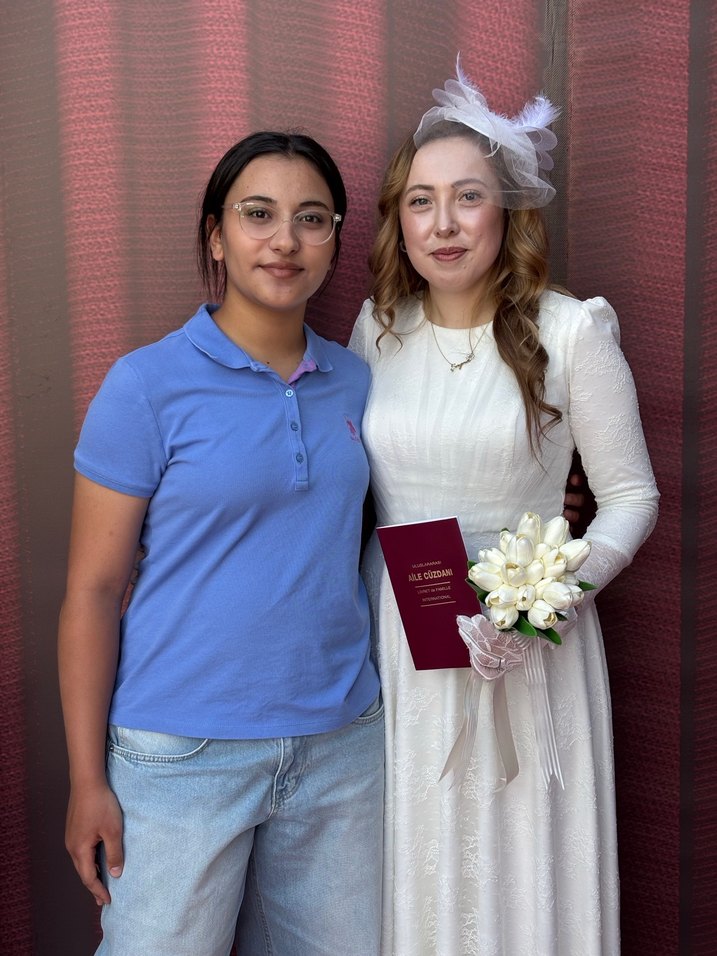 Uzun Kollu, Drapeli Beyaz Nikah Elbisesi - Görsel 2