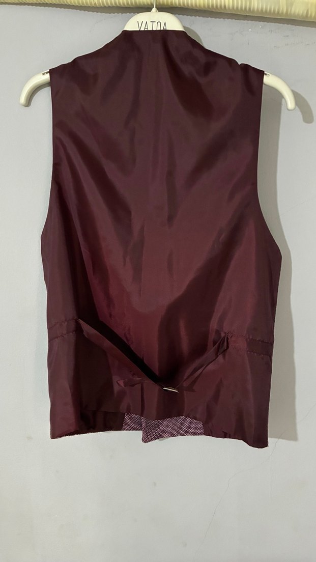 Bordo Düğmeli Erkek Yelek ve Ceket TAKIM - Görsel 3