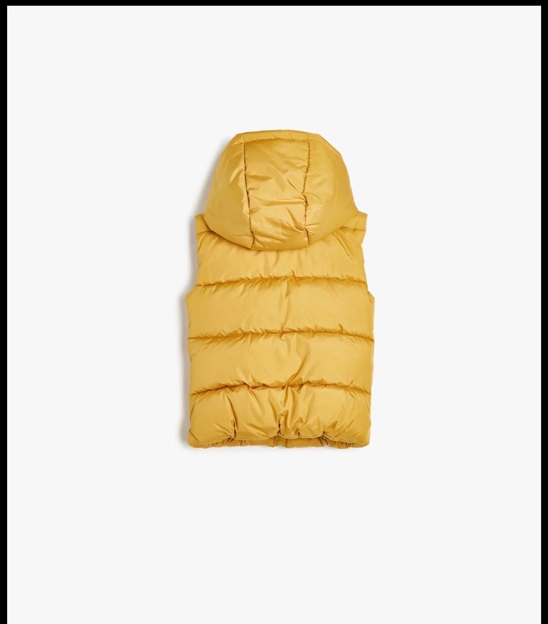 Sarı Kapüşonlu Kadın Şişme Yelek - Görsel 2