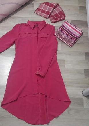 Pembe şifon tunik
