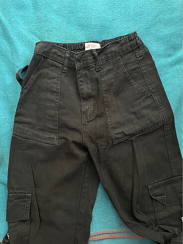 xs Beden Siyah bol kot pantolon