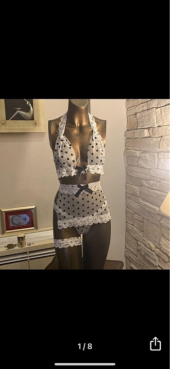 L xl xxl xxxl beyaz puantiyeli kadın iççamaşırtakımı