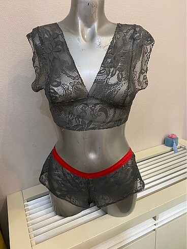 Gri kadın büstiyer takım l xl xxl