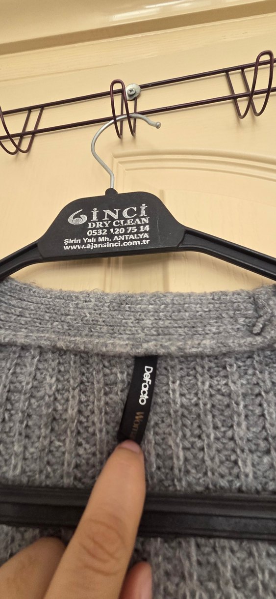 Gri Örgü Hırka - Görsel 5