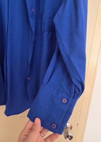 Saks mavisi gömlek - Görsel 4