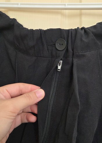 Kadın Siyah Uzun Paraşüt Kumaş Etek - Görsel 2