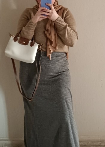 Gri kahve desenli etek - Görsel 2