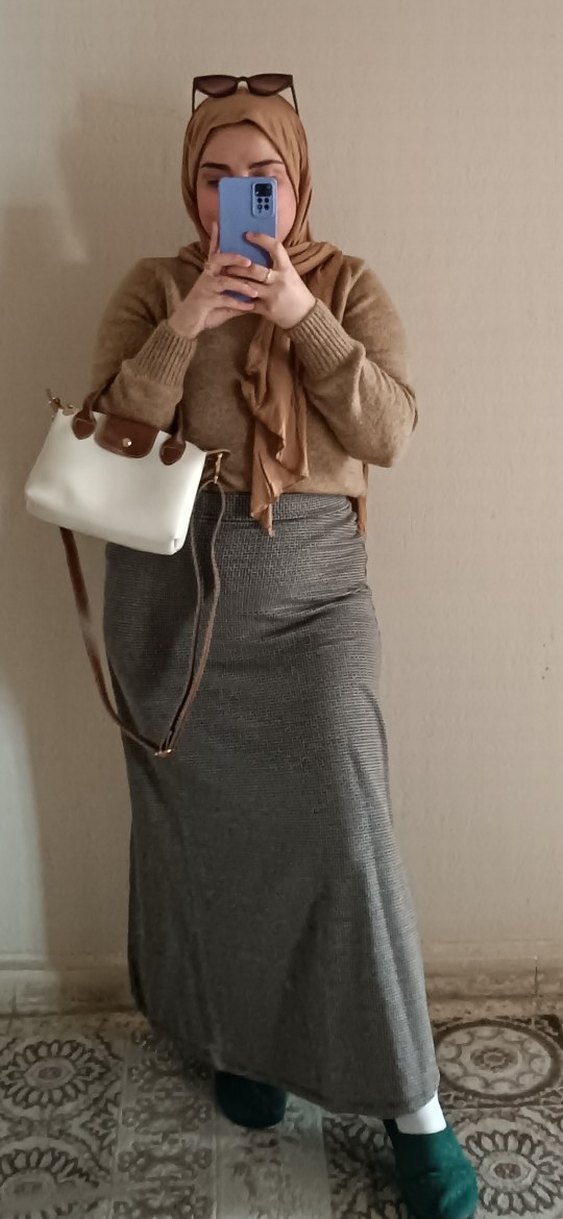 Gri kahve desenli etek - Görsel 2